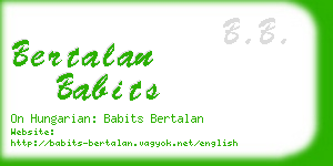 bertalan babits business card